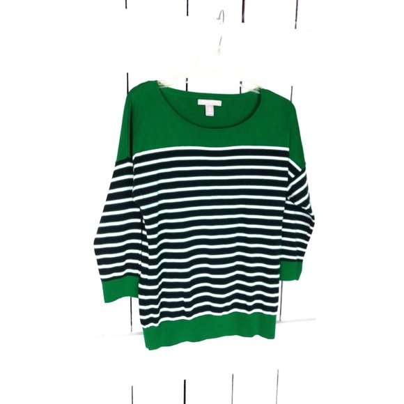 Banana Republic green striped knit pullover sweater top - Picture 3 of 3